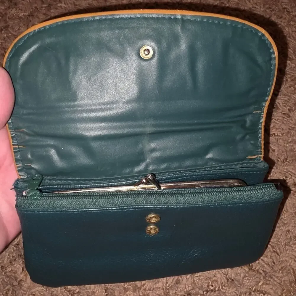 Source Unknown Teal and Tan Clutch